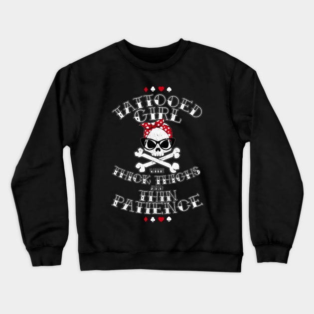 Tattooed Girl with thick thighs andthin Patience Crewneck Sweatshirt by BOEC Gear